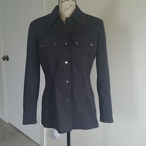 Express dark grey denim military style jacket